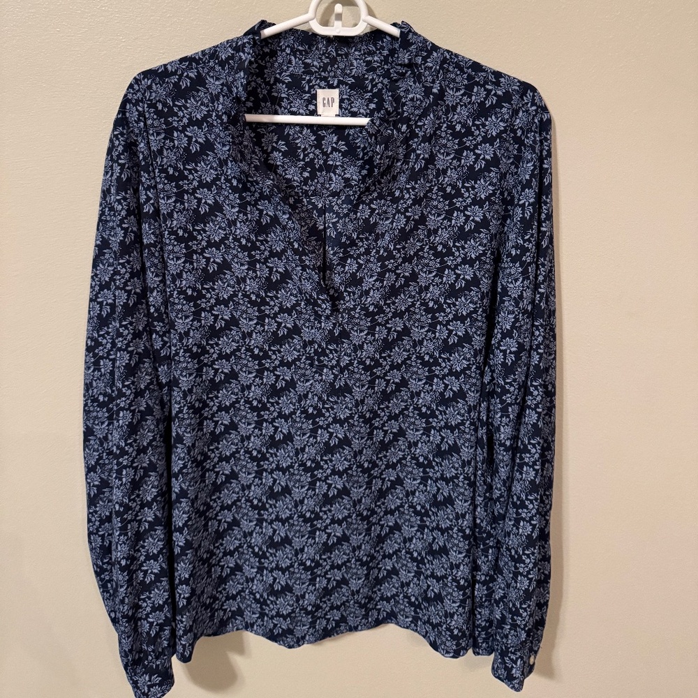 Dark blue floral blouse